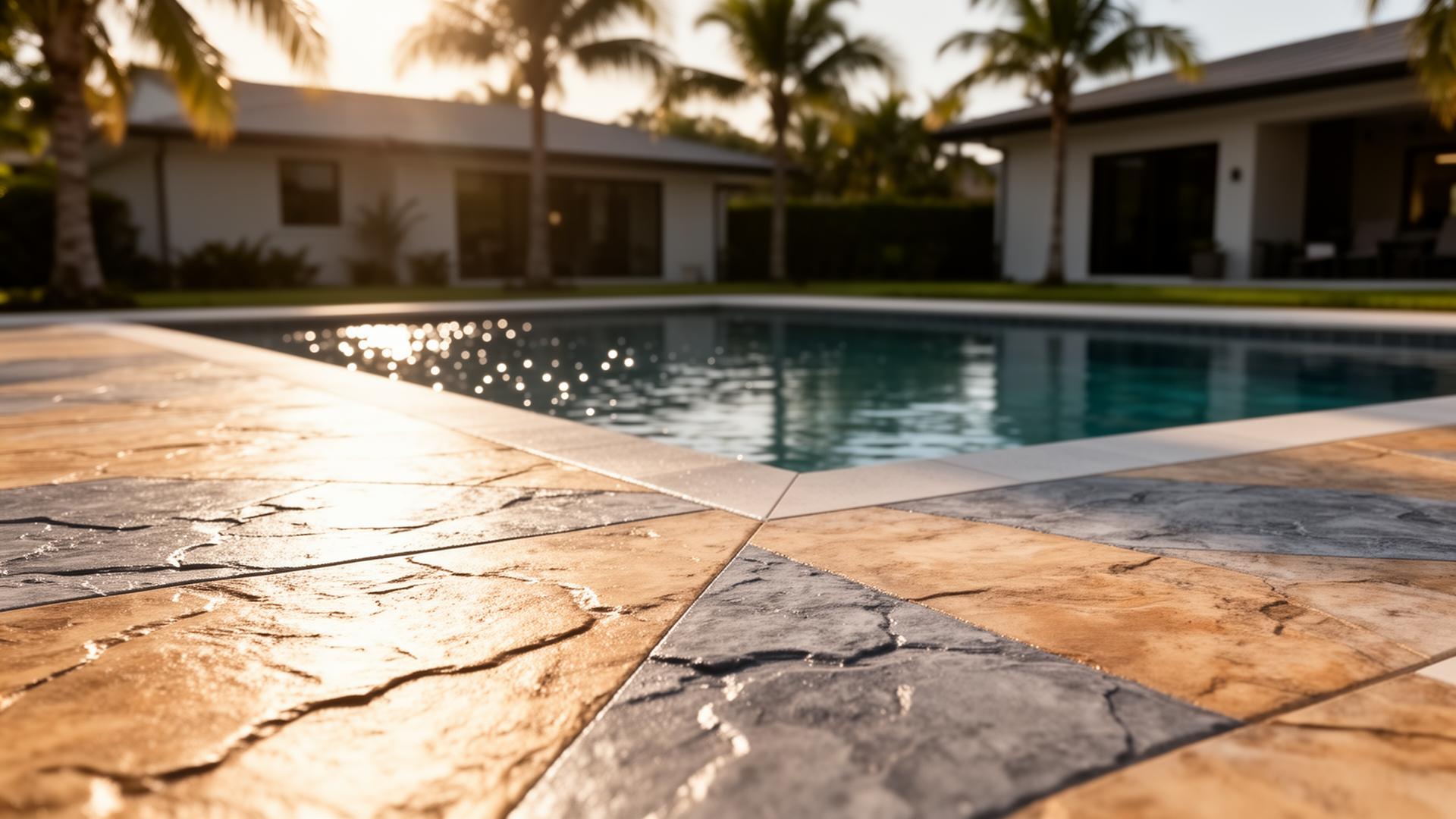 Decorative concrete pool deck resurfacing project in Nashville, TN