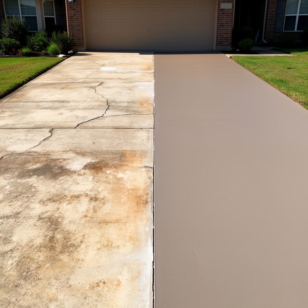 Concrete resurfacing before and after